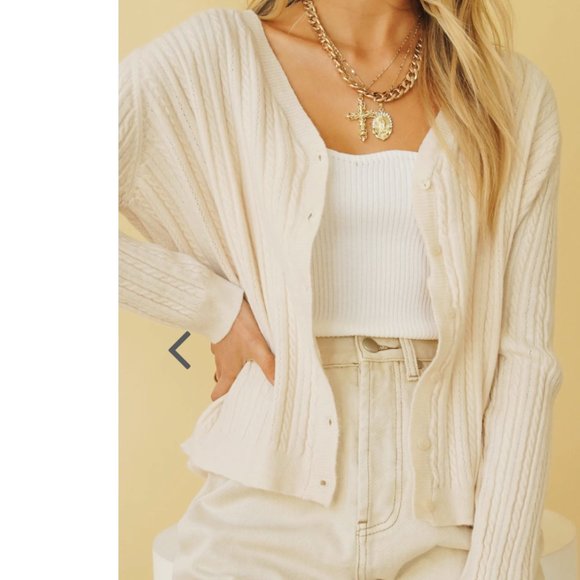 Verge Girl Sweaters - By Morning Button Front Knit Top // Nude